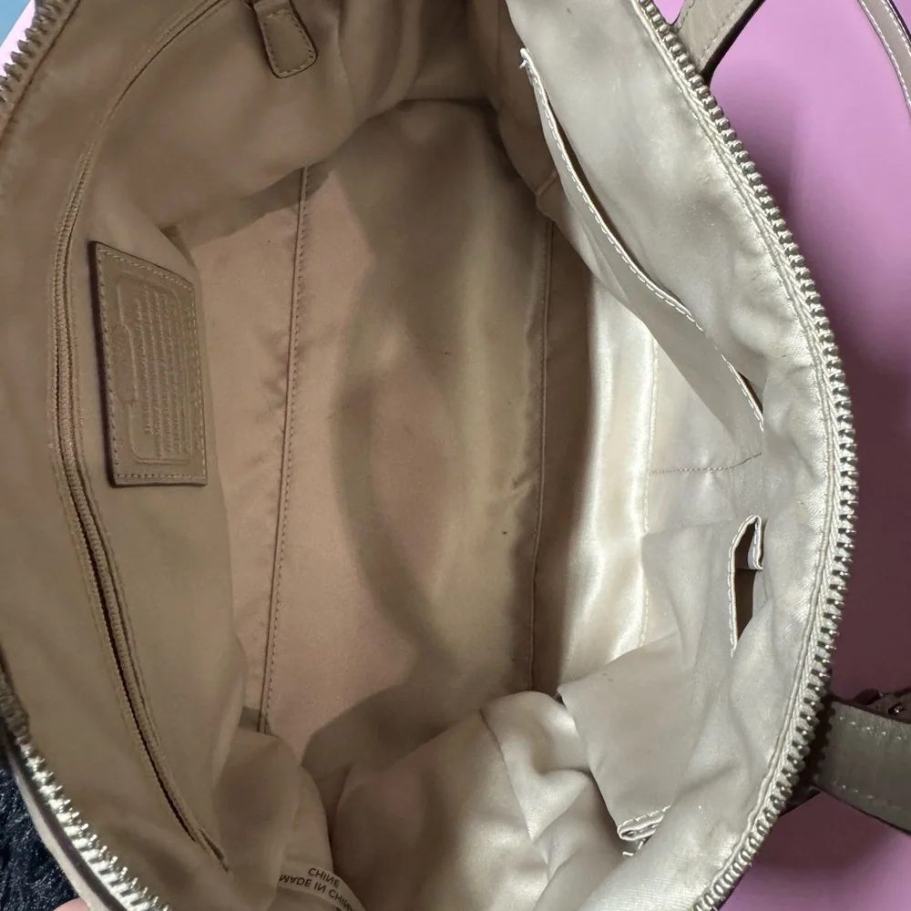 EOC Coach Metallic Beige Leather Satchel - Picture 3 of 13